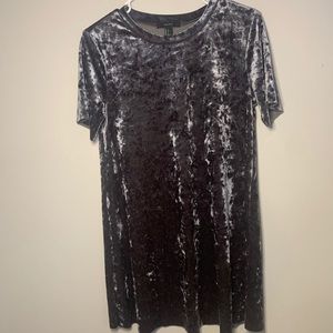 Forever21 Black Velvet Short Sleeve Shift Dress